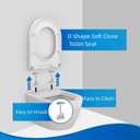 D/U Shape Toilet Seat, Soft Close and Quick-Release for Easy Cleaning Toilet Seat Cover, Stable Hinge Design to prevent shifting -White Elongated Toilet Lid