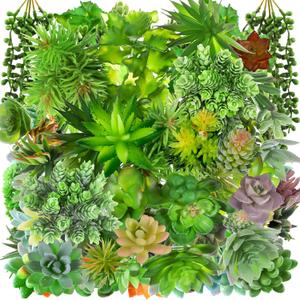Tigeen 120 Pcs Artificial Plastic Succulents Realistic Textured Assorted Decorative Faux Succulent Fake Faux Succulents Unpotted for Lotus Landscape Garden Arrangement (Lovely Style)