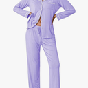 Pajamas Women's Long Sleeve Sleepwear Soft Button Down Loungewear Pjs Lounge Set Nightwear Size 12-13 Y