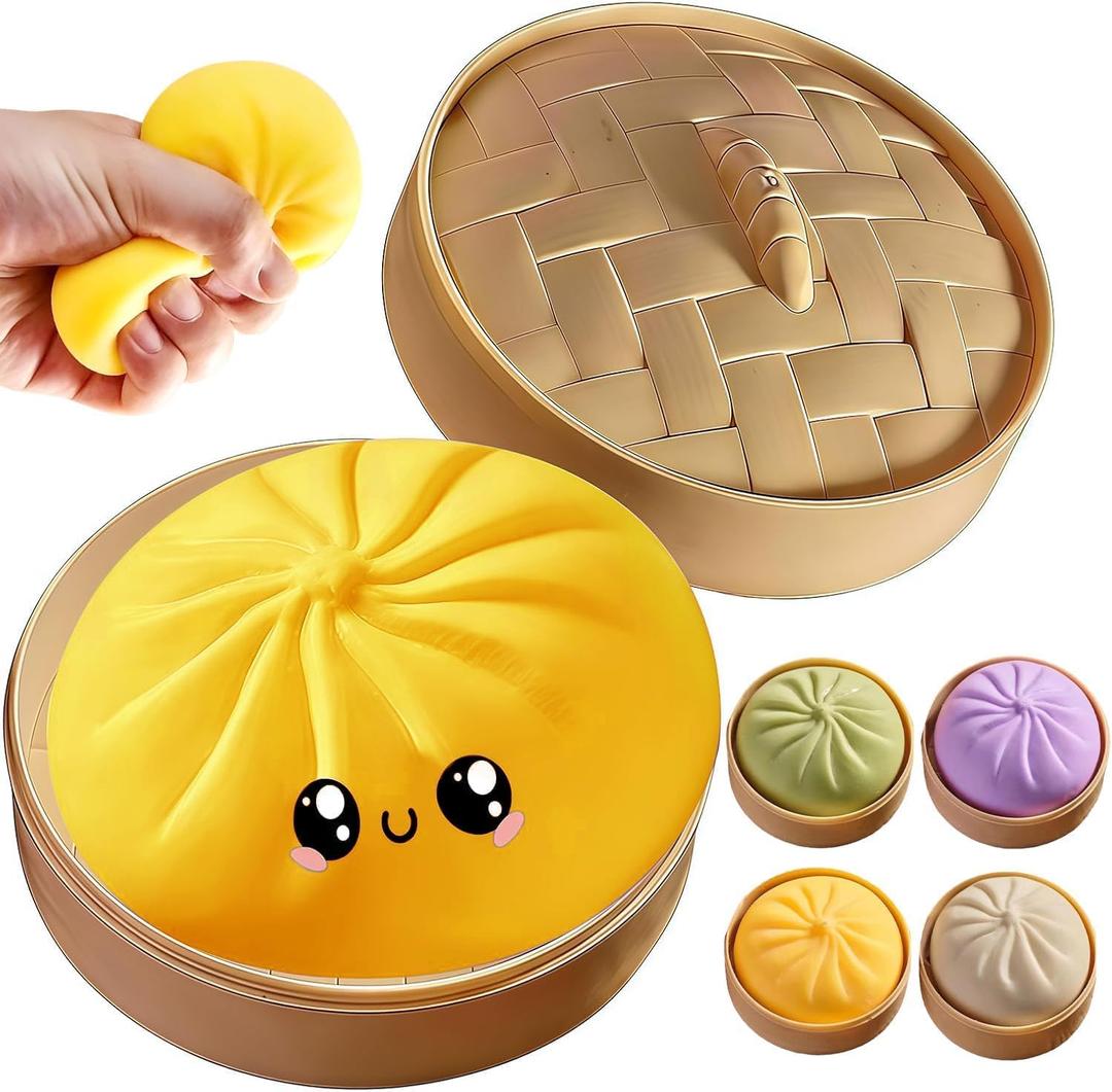 2026 New Big Squishy Dumpling,Dumpling Squishy, Rainbow Dumplings, Cute Anxiety Relief Fidget , Soft Squeeze Decompression Dough for Adults (Yellow)