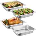 Agolctry 4 Pack Hotel Pan Half Size 2.5 Inch Deep 1/2 Size Stainless Steel Steam Table Pan Breading Trays for Chafing Dishes Buffet Food Catering Supplies Party