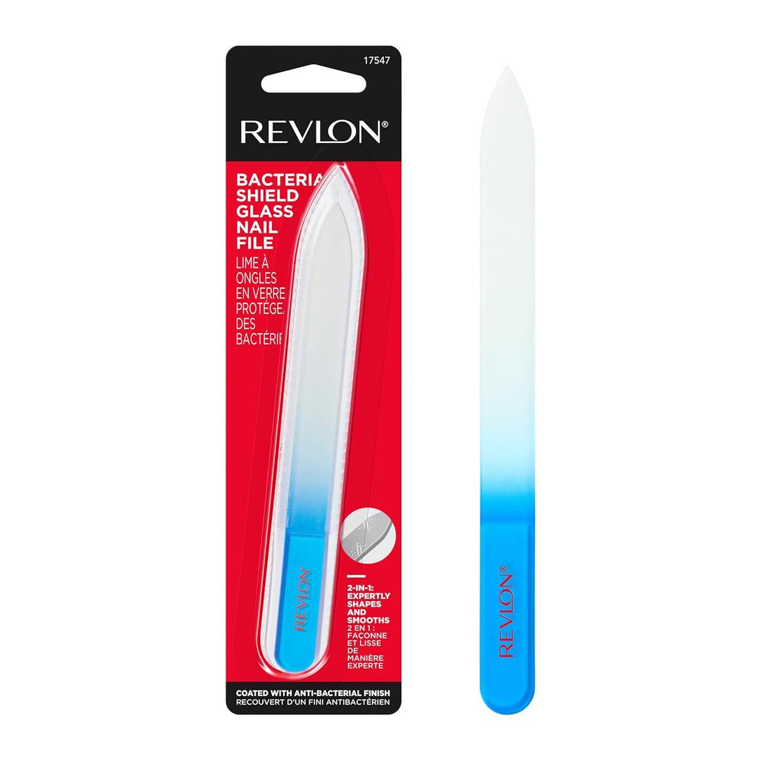 Revlon Glass Nail File, Manicure Tool for Shaping Natural Fingernails, Self-Cleaning with Bacteria Shield Technology, 1 Count