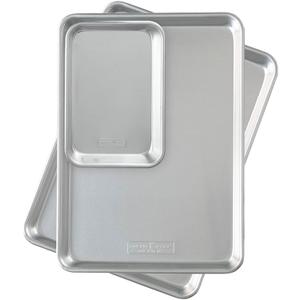 Nordic Ware Naturals Half Sheet Set - USA Made Aluminum Commercial Quality Sheet Pan for Baking or Roasting, Encapsulated Galvanized Steel Rim Prevents Warping, 2pk Half + 1/8 Sheet, 3- Pack