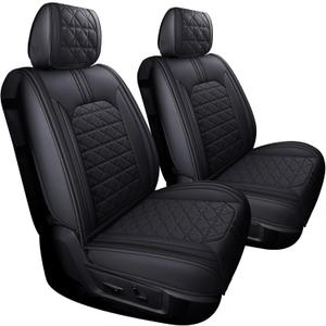 YIERTAI Dodge RAM Seat Covers Fit for 2009-2023 2024 2025 2026 1500/2500/3500HD Pickup Front Seats Only Crew Double Cab Quad Cab Waterproof Leather Seat Covers(2 PCS Front only/Black)