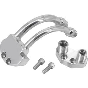 Tektall A/C Compressor Curved Manifold w/Adapter Fitting Compatible with Sanden SD7B10 7176 SD7 Style, Chrome
