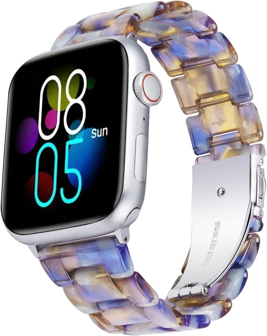 BINLUN Compatible with Apple Watch Bands 42mm 44mm 45mm 46mm 49mm for Women Men Lightweight Resin Watch Straps Compatible with iWatch Series 3 2 1