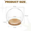 uxcell Round Cloche Glass Dome, 7.9" x 5.9" Decorative Glass Display Bell Jar, Glass Dome Cloche with Light Brown Base for DIY Flower Craft, Collectibles Specimens Plants Dustproof