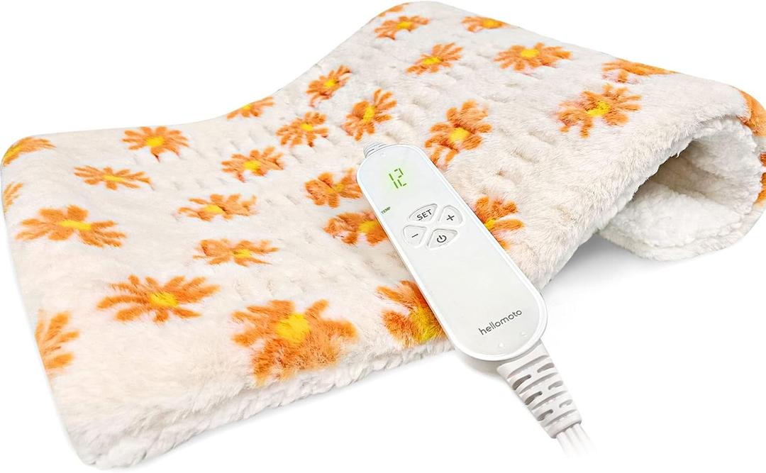 HELLOMOTO Heating Pad for Pain Relief, Electric Heating Pad for Back Pain and Cramps Relief -12 Heat Settings with Auto Off, Support Dry & Moist Heat, Machine Washable, Size 12 Inch x 24 Inch,-OW01