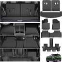 Powerty Floor Car Mat for Hyundai Santa Fe 2024 2025 2026, All Weather TPE Custom Trunk Cargo Mat Liner with Backrest Mat Replacement for Hyundai Santa Fe 6/7-seater Accessories (Include Hybrid&Gas)