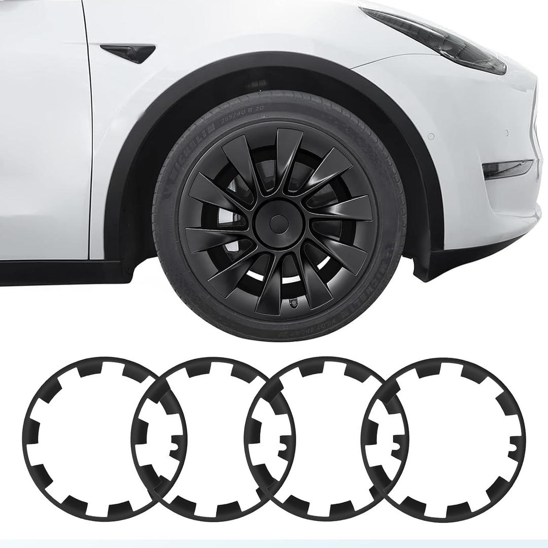 Rim Protector for Model Y, ABS+PC Wheel Rim Guard with Scratch & Scuff Protection, Prevents Curb Rash & Scratches, Clip-on Hub Protector Rings (Matte Black, 2020-2024 Model Y 20 Induction Wheel)