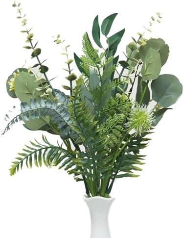 UiiziC Artificial Leaf Stem Flower Branches Fake Plastic Plants for Vase Stuffing Flower Arrangement Garland Wedding Bouquets Home Centerpieces Decorations (Forest Green)