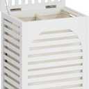 Laundry Hamper with Lid,Bamboo Large Waterproof Clothes Laundry Basket,Removable Washing Bags with Handles,clothes basket (White)