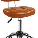 BFTOU Square Minimalist Swivel Stool with Wheel for Work SPA Shop Massage Height-Adjustable and Cost-Effective Rolling Stool Chair with Back (Orange-Brown)