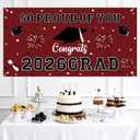 3 x Graduation Decorations 2026 Maroon Graduation Banner 66.1" x 33.8" Graduation Backdrop Congrats Grad Banner for Outdoor Indoor High School College Class of 2026 Graduation Party Decorations