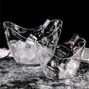 Mwellewm Beverage Tubs for Parties Plastic Ice Bucket for Cocktail Bar Clear Acrylic Wine Bucket with Scoops Drink Bucket Cooler for Chiller Bin for Champagne or Beer (8 L, 4 L) (EXP 12/26/36)