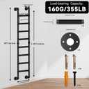 8-Rung Wall Mounted Ladder, Heavy-Duty Metal 8FT Egress Window & Loft Ladder for Basement, Attic Bunk Bed, Fire Escape - 355LBS Load, Matte Black