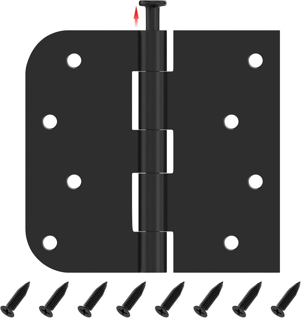 Removable Pin Heavy Duty Hinges, Exterior Door Hinges, Stainless Steel Door Hinge (3, Black)