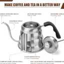 Gooseneck Kettle for Manual Drip Coffee & Tea 40oz Stainless Steel Pour Over Coffee Kettle with Thermometer Tea Kettle for Stovetop,1200ml,6 Cup,Silver,1Pack