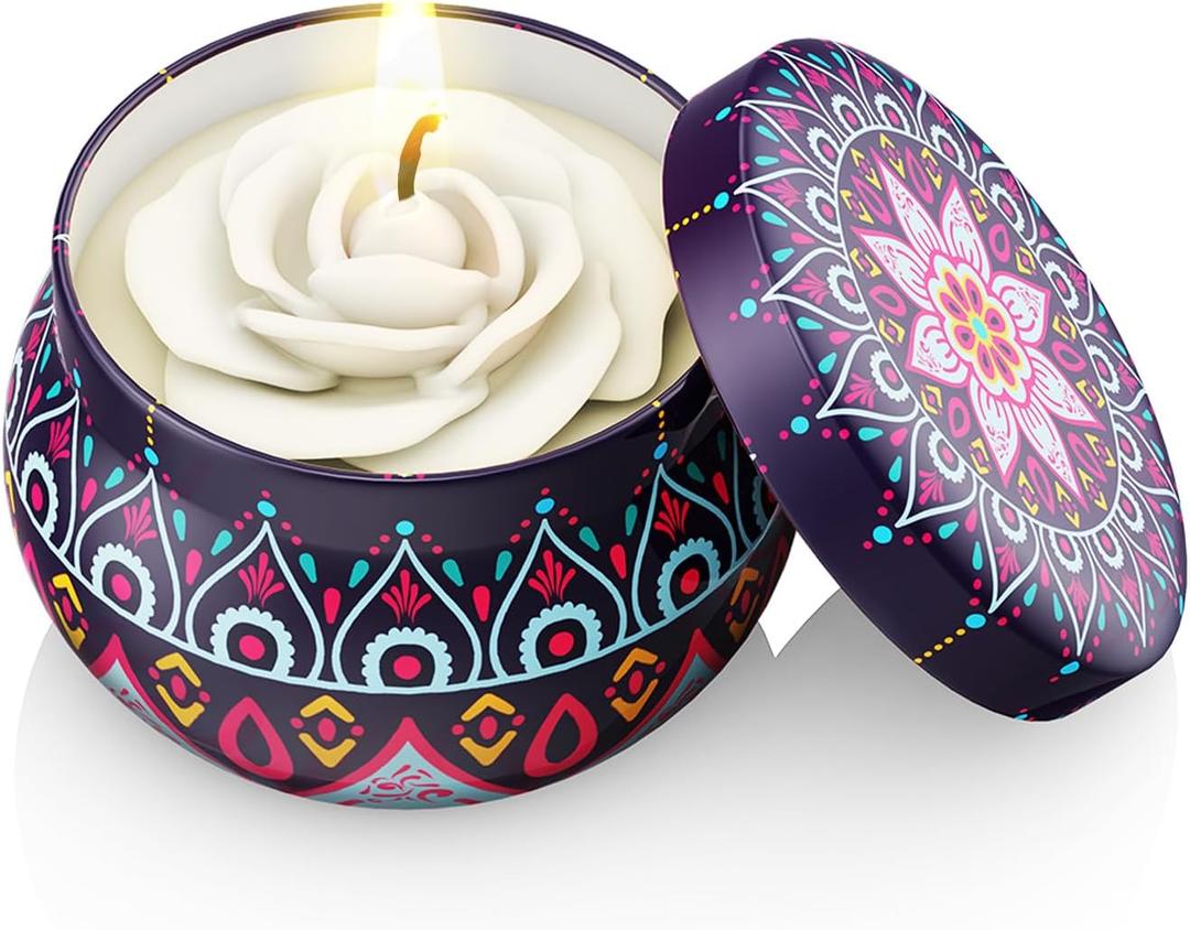 Scented Candles Gift Set, 8% Essential Oil, 4 Pack Aromatherapy Candle, Stress Relief Gift (White)