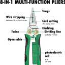 8-in-1 Wire Cutter/Wire Stripper with Voltage Tester and 12-250V AC/DC Dual Alarm For cutting/crimping/stripping/twisting/pulling wires on hot/neutral lines Electrician, HVAC, Automotive Repair Tool