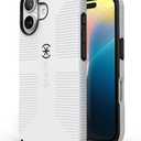 Speck CandyShell Grip Case iPhone 16 - Slim MagSafe Case for Women and Men - White/Black