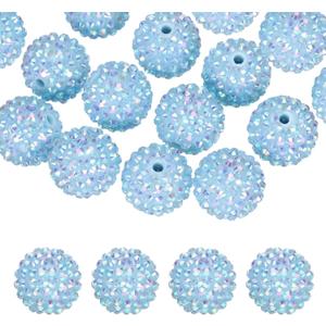 PATIKIL 20mm Resin Rhinestone Beads for Beadable Pen, 20 Pack Ball Disco Sparkly Chunk Round Bubblegum Beads for Beadable Keychain Jewelry Making DIY Craft, Blue AB