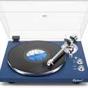 Belt Drive Turntable for Vinyl Record Player and Bluetooth Output(Blue) | Built-in Phono Preamp,USB Digital Output,Magnetic Cartridge,33/45 RPM,High-Gloss Wood Design,No Built-in Speakers