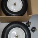 GICOOL 4.80/4.00-8" Wheelbarrow Tire, 16" Flat-Free Solid Tire and Wheel, 3" Centered Hub, 5/8" Axle Bore Hole, for Garden Wagon Cart Trolley Dolly Lawn Mover Go Kart Replacement (2 Pack)