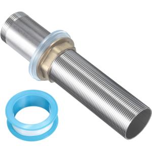 uxcell 6" Faucet Mount Extension Shank Stainless Steel Threaded Pipe Lengthen Mounting Shank Lengthen Fixed High Foot with Nut and Gasket 1PCS