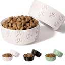 Ceramic Dog Bowl Set of 2 with Anti-Skid Base - 5" Wide x 2" Tall Ceramic Dog Bowls for Small Dogs - 2 Cup Capacity Food and Water Bowls for Dogs - Rubber Bottom Pet Bowl Set of 2 for Small Pets (White)