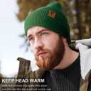 Vgogfly Beanie Men Slouchy Knit Skull Cap Warm Stocking Hats Guys Women Striped Winter Beanie Hat Cuffed Plain Hat (Green)