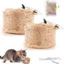 Natural Loofah Replacement Cat Toy Wand Refills, Cat Chew Toy-Handmade Gum Massage Teether w/Catnip,Teeth Cleaning Toys for Aggressive Chewers,Safe Kitten Bite Relief & Stress Relief, 2 Pack