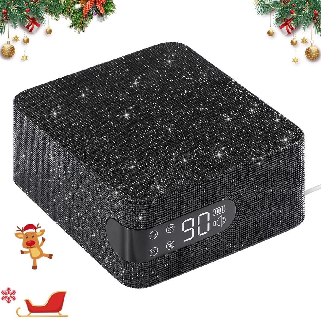 CHRISTINE SHELLY UV LED 96W Nail Lamp, Professional Nail Dryer Sparkly Gel Polish Light with 4 Timer Setting, Plug-in Quick Dry Curing Lamp with Display Auto Sensor for Salon & Home, Black Rhinestone