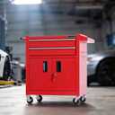 Tool Chest Heavy Duty Cart Steel Rolling Tool Box with Lockable Doors (TZ12 Red), 2-Drawer Red