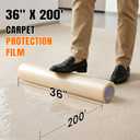 3mil Carpet Protection Film 36" x 200' ,self-adhesive plastic carpet protection film, easy to clean, remove and unfold, durable protective tape, effectively prevents surface stains and spills