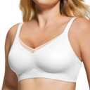 As Fairy Womens Bra No Underwire Seamless Wireless Bra with Soft Support V Neck Mesh Bras Lace Bralette Everyday Bra, Size L