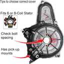 RedCap Left Side Stator Cover for 6-Coil Stator Engines Compatible with 50cc 70cc 90cc 100cc 110cc 125cc ATV Dirt Bike Go Kart Fits Lifan TaoTao Coolster Vitacci Apollo X-Pro (6 Coil Stator)