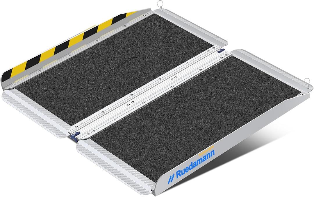 Ruedamann 2FT 30.3" Wheelchair Ramp, Portable Wheelchair Ramp for Home Entrance, 30-1/4" Wider Design, Non-Slip Aluminum Folding Ramps for Wheelchairs, Strollers, Scooters, Stairs, Curbs, Doorways (2FT Black(Using Height 2-6''))