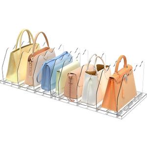 SOYO Adjustable Clear Purse Organizers for Closet, Acrylic Shelf Divider for Bag and Purse Storage, Clear Pocketbook and Handbag Organizer, Bookshelf Separator Organizers for House, Office Use, Clear