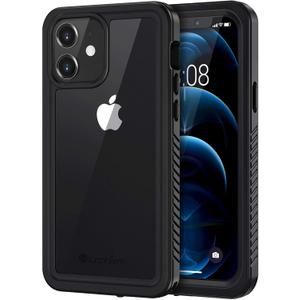 Lanhiem for iPhone 12 Case, Waterproof Dustproof Shockproof Case with Built-in Screen Protector [Not for iPhone 12 Pro], Full Body Underwater Protective Cover for iPhone 12 6.1 inch -Black