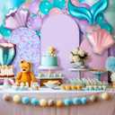 Foilswirl 34 Pieces Mermaid Birthday Party Decorations 4ft 5ft 6ft Mermaid Arch Backdrop Covers Spandex Arch Backdrop Cover Pink Purple Seashells Balloons for Summer Birthday Party, 1.65 x 4 ft, 2.1 x 5 ft, 2.6 x 6 ft