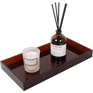 Amber Acrylic Tray 5mm Thicken 7.9x4'' Decorative Serving Tray for Bathroom, Toilet Tank, Sink Countertop, Living Room,Dresser, Coffee Table