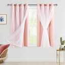 Hiasan Pink Blackout Curtains with Sheer Overlay Thermal Insulated Mix & Match Double Layer Room Darkening Window Curtains for Bedroom Living Room Nursery 2 Panels with Tiebacks(52W X 54L,Blush Pink)