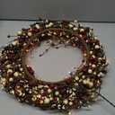 Red Co. 22” Light-Up Christmas Wreath with Red and Cream Pip Berries, Battery-Operated LED Lights with Timer
