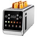 Toaster 4 Slice Long Slot with Digital Touchscreen & 1-Touch Memory for Family | Stainless Steel for Bagels & Artisan Bread | Defrost Reheat & Single-Slice Modes
