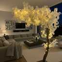 5.2 ft Tall White Cherry Blossom Tree Artificial | Faux Silk, Cherry Blossom Trees with Lights, Fake Tree Faux Flowers for Home Office and Wedding Indoor Outdoor Decor