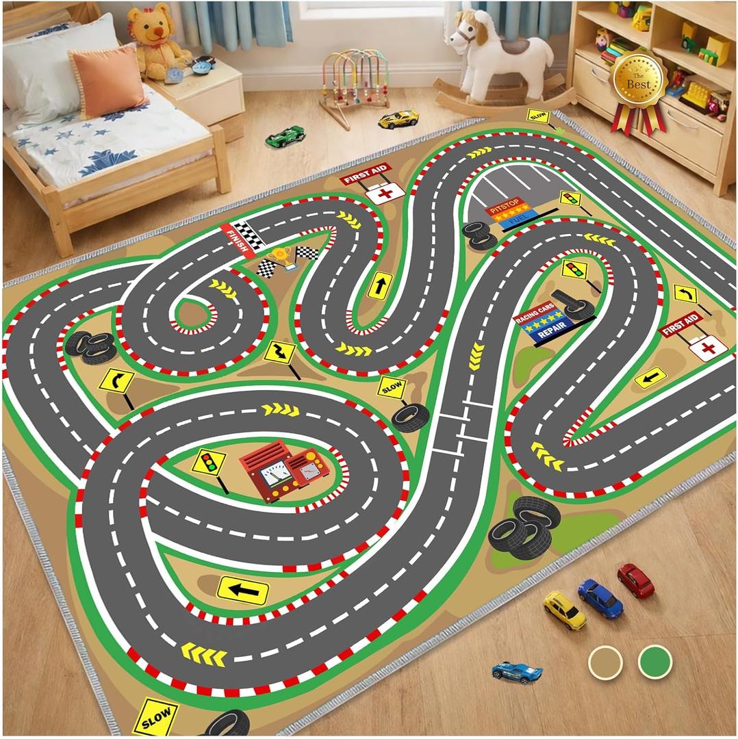 31"x47" Kids Rug Play Mat Soft & Non-Slip Car Rugs City Map Play MatCar Rugs for Kids Toy Cars Race Track for Classroom RugPlay Learn and Have Fun Safely