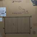 Yeagle Extendable Rolling Guard, Adjustable Dog Gate 33-51" for Stairs Doorways Hallways, No Bottom Rail, White Metal Pet Barrier with Wheels, One-Hand Operation, Dual-Side Opening