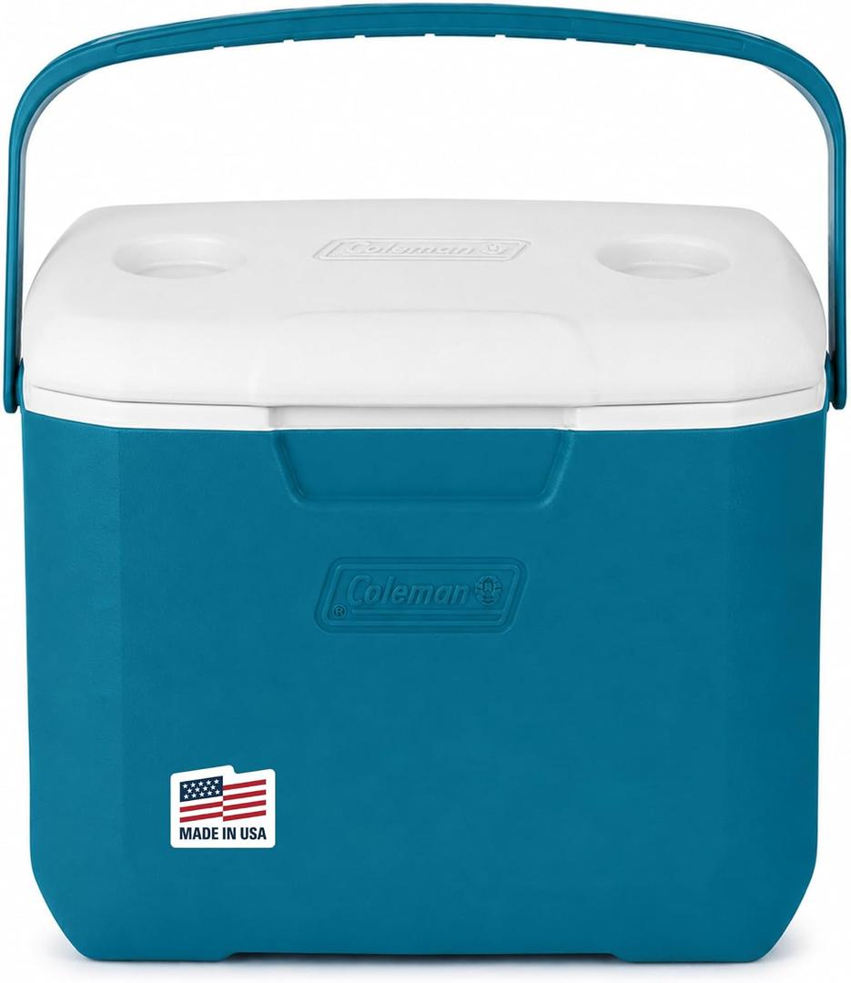 Coleman Chiller 30-Quart Portable Cooler, Insulated, Ocean Blue | TempLock Insulation, Cold for up to 48 hours, Wide-Grip Handle, Great for Tailgates, Picnics, Beach Days
