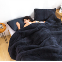 Warm Sherpa Comforter Set with Pillowshams Fleece Comforter King Size Lightweight Cozy Plush Washable Cotton Down Alternative Soft Comforter and Pillow Shams(Dark Navy Blue,King